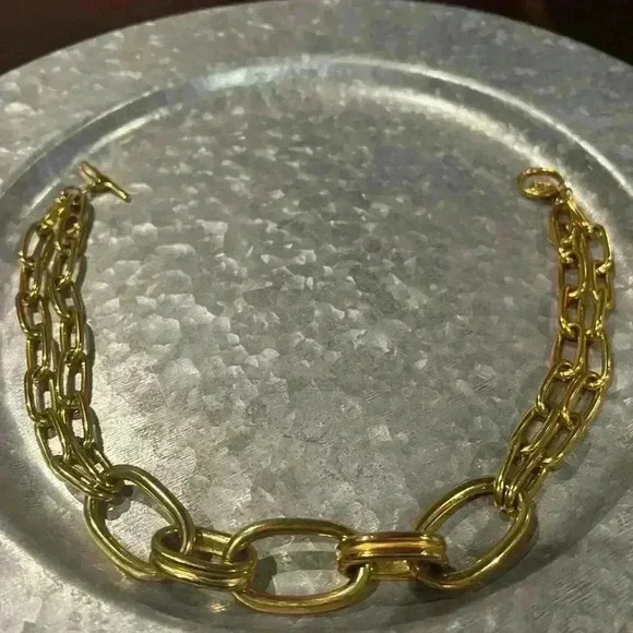 Anne Klein Womens vintage designer chunky paper clip toggle clasp necklace - Picture 5 of 8